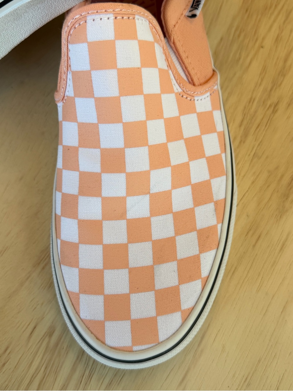 NWOT VANS Peach & White Checker Slip-On Sneakers - Picture 4 of 8